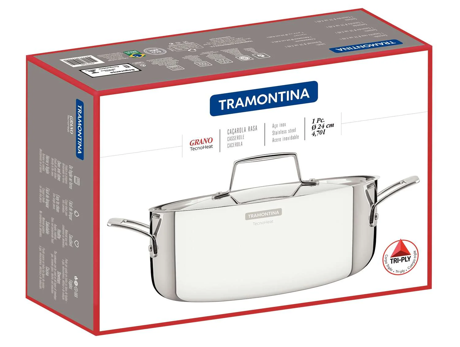 Tramontina Grano 3-Ply Stainless Steel Casserole 24cm (4.7l) - Image 10