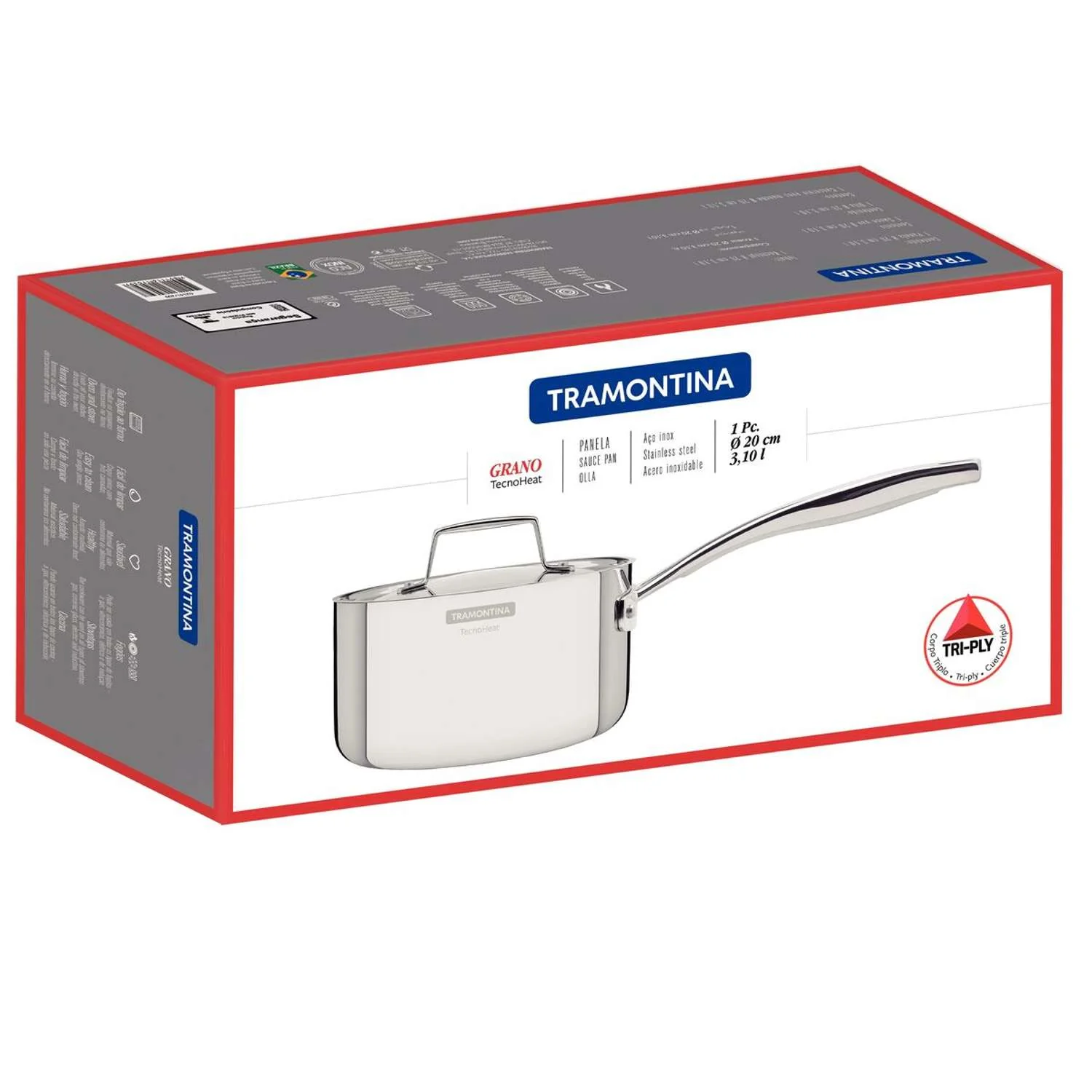 Tramontina Grano 3-Ply Stainless Steel Saucepan 20cm (3.1l) - Image 13