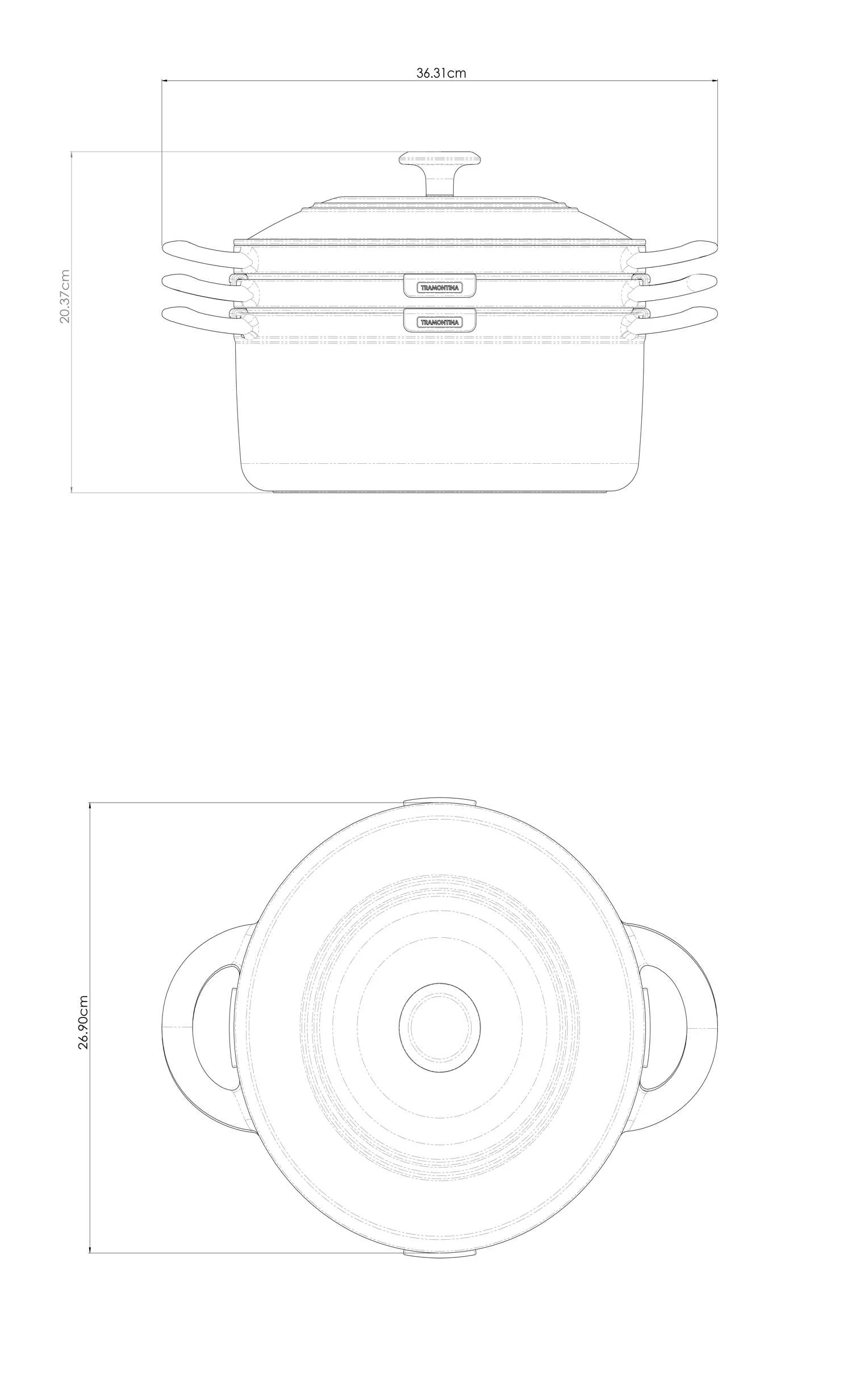 Tramontina 4 Pcs. Enamelled Cast Iron Nesting Cookware Set 26 cm (Black) - Image 14