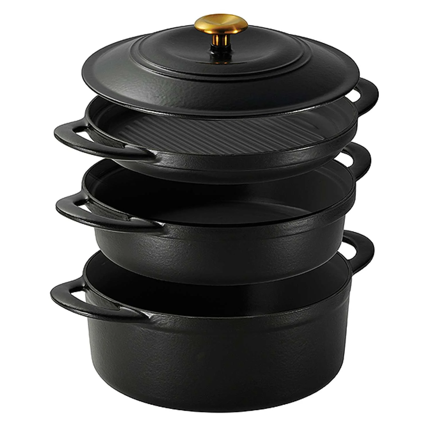 Tramontina 4 Pcs. Enamelled Cast Iron Nesting Cookware Set 26 cm (Black) - Image 4