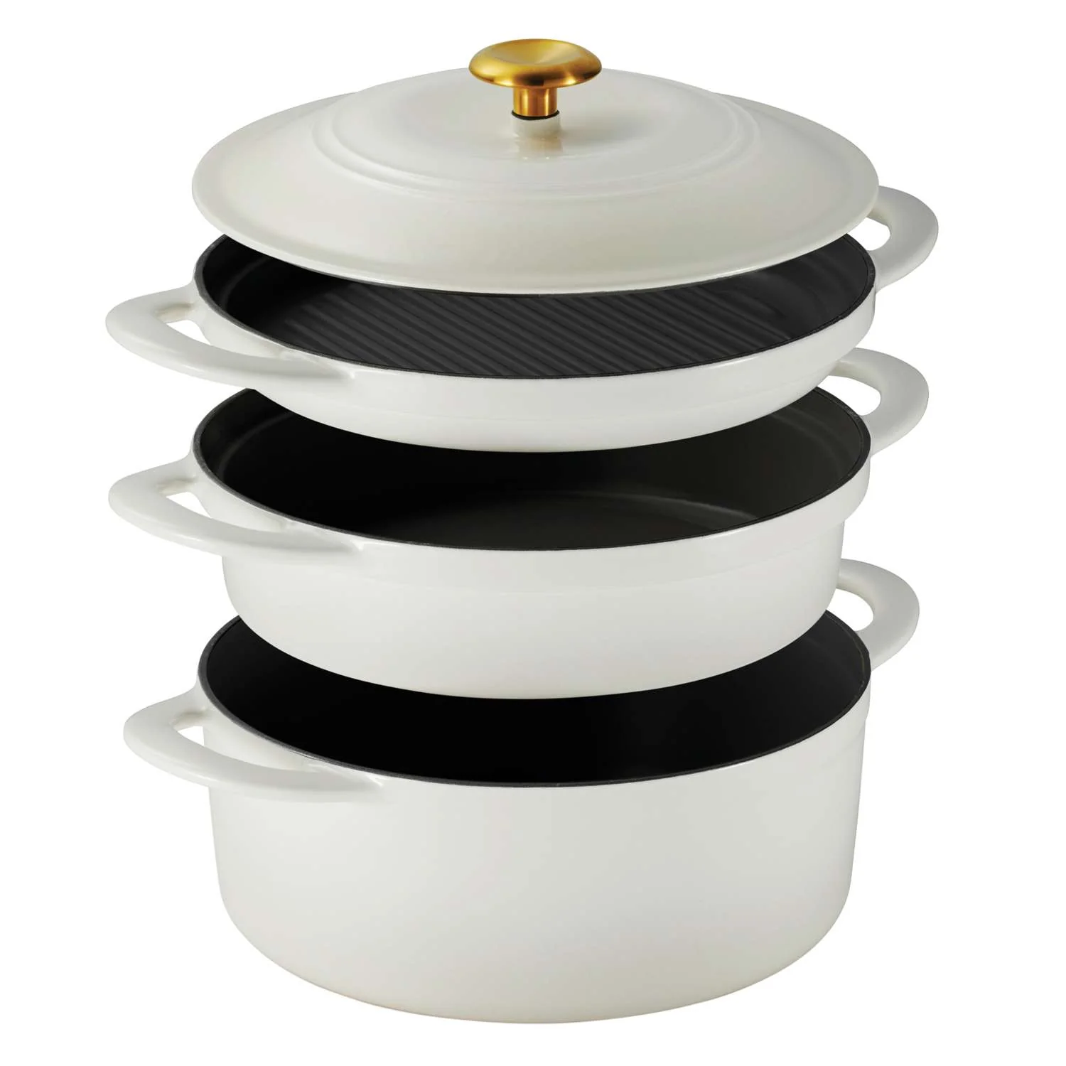 Tramontina 4 Pcs. Enamelled Cast Iron Nesting Cookware Set 26 cm (White) - Image 4