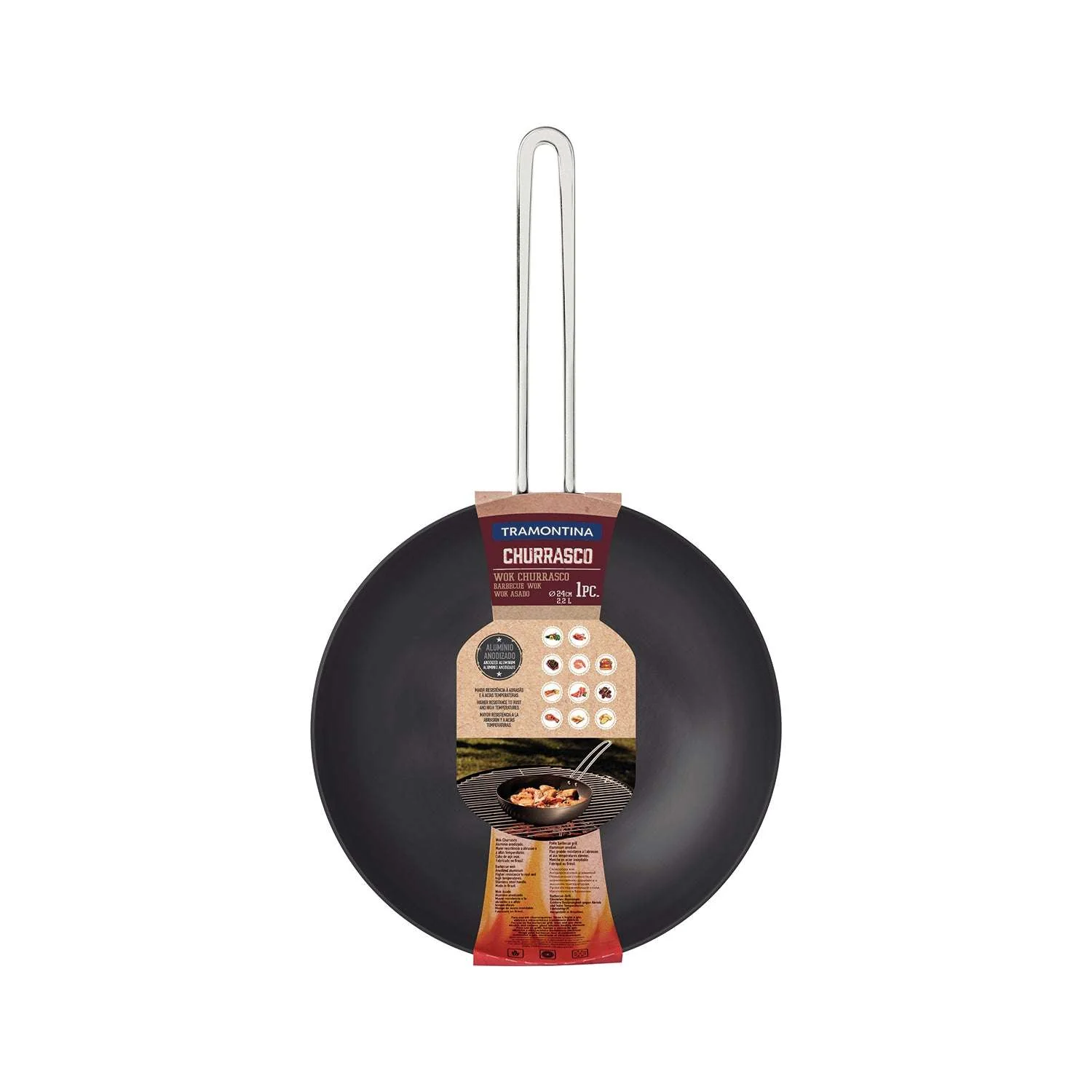 Tramontina Anodised Aluminium Barbecue Wok 24 cm - 2.2l - Image 6