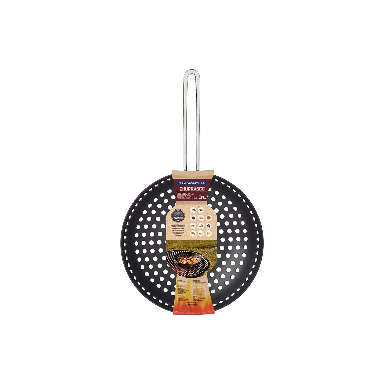 Tramontina Anodised Aluminium Barbecue Wok 26cm - Image 10