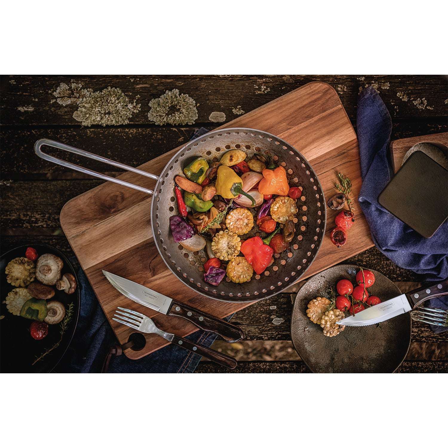 Tramontina Anodised Aluminium Barbecue Wok 26cm - Image 3