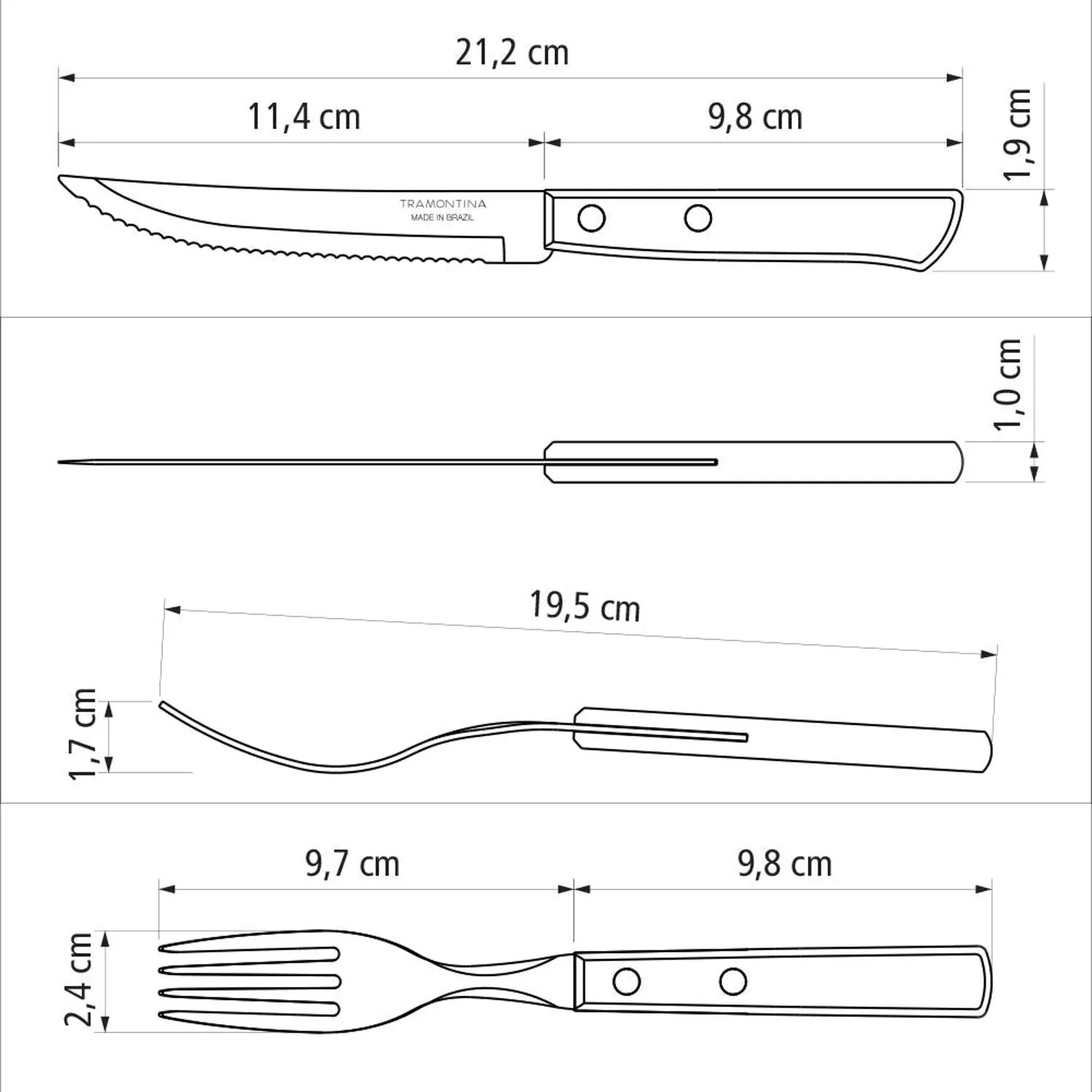 Tramontina Dishwasher-safe Wooden Handle 12 Pcs. Cutlery Set - Image 9