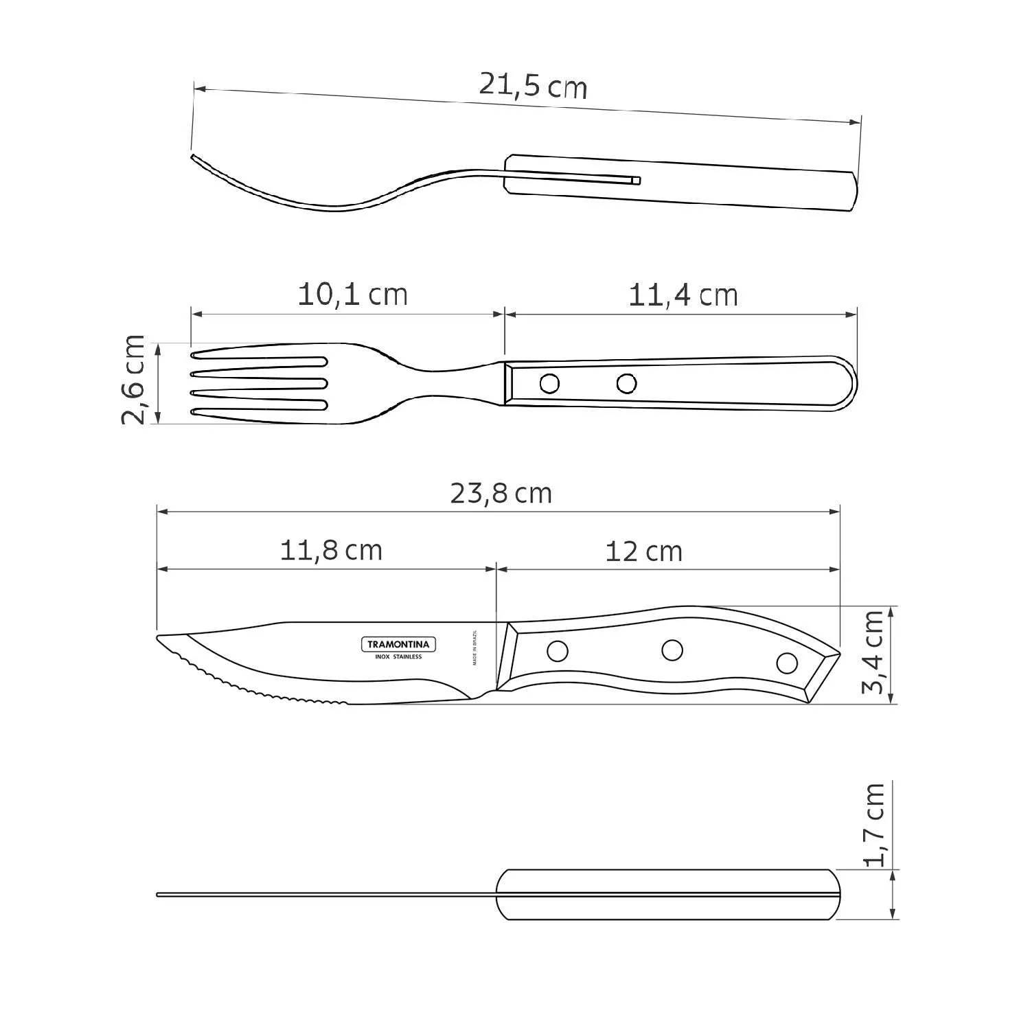 Tramontina Dishwasher-safe Wooden Handle 4 Pcs. Cutlery Set - Image 5