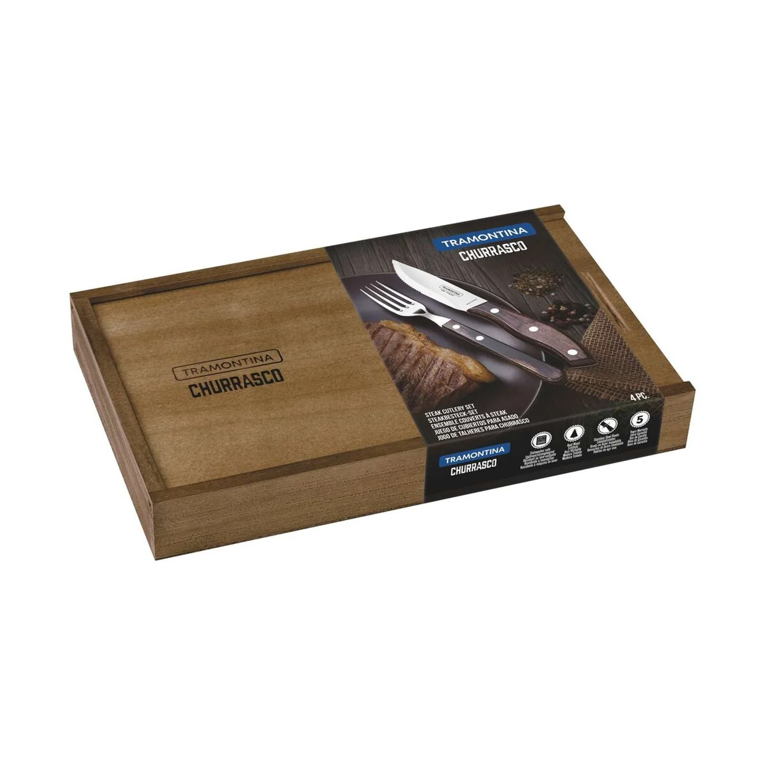 Tramontina Dishwasher-safe Wooden Handle 4 Pcs. Cutlery Set - Image 6