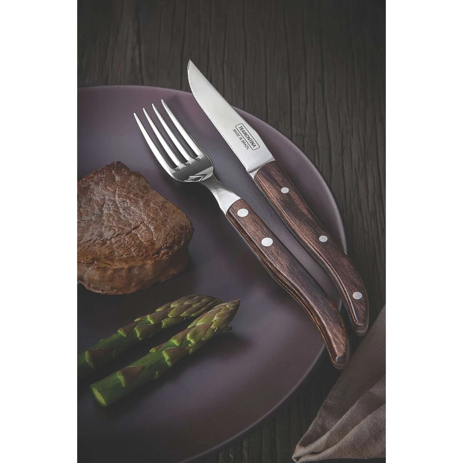 Tramontina Dishwasher-safe Wooden Handle 4 Pcs. Cutlery Set in Wooden Box - Image 4