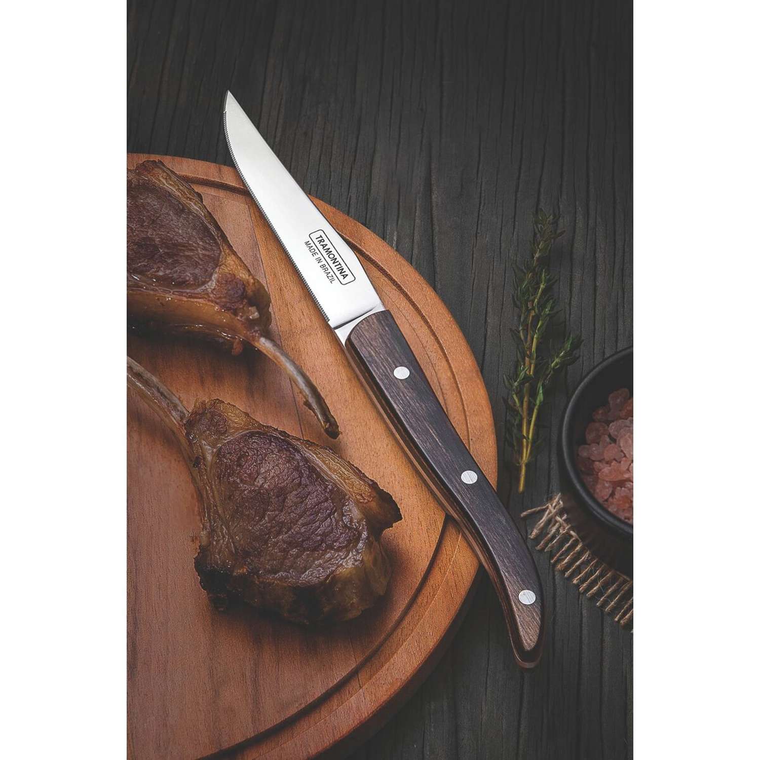 Tramontina Dishwasher-safe Wooden Handle 4 Pcs. Steak Knife Set in Wooden Box - Image 4