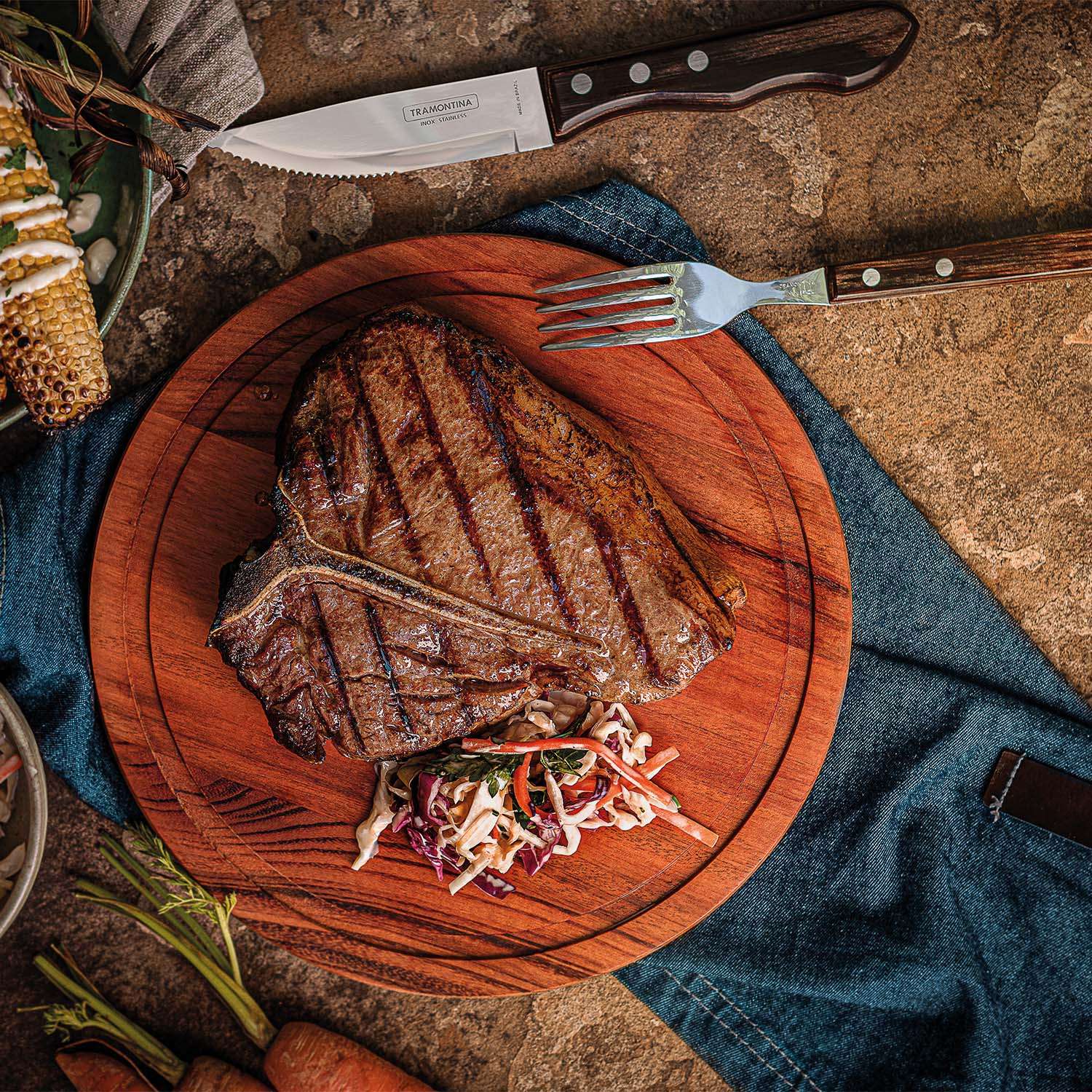 Tramontina Dishwasher-safe Wooden Handle 6 Pcs. Jumbo Steak Knife Set - Image 5