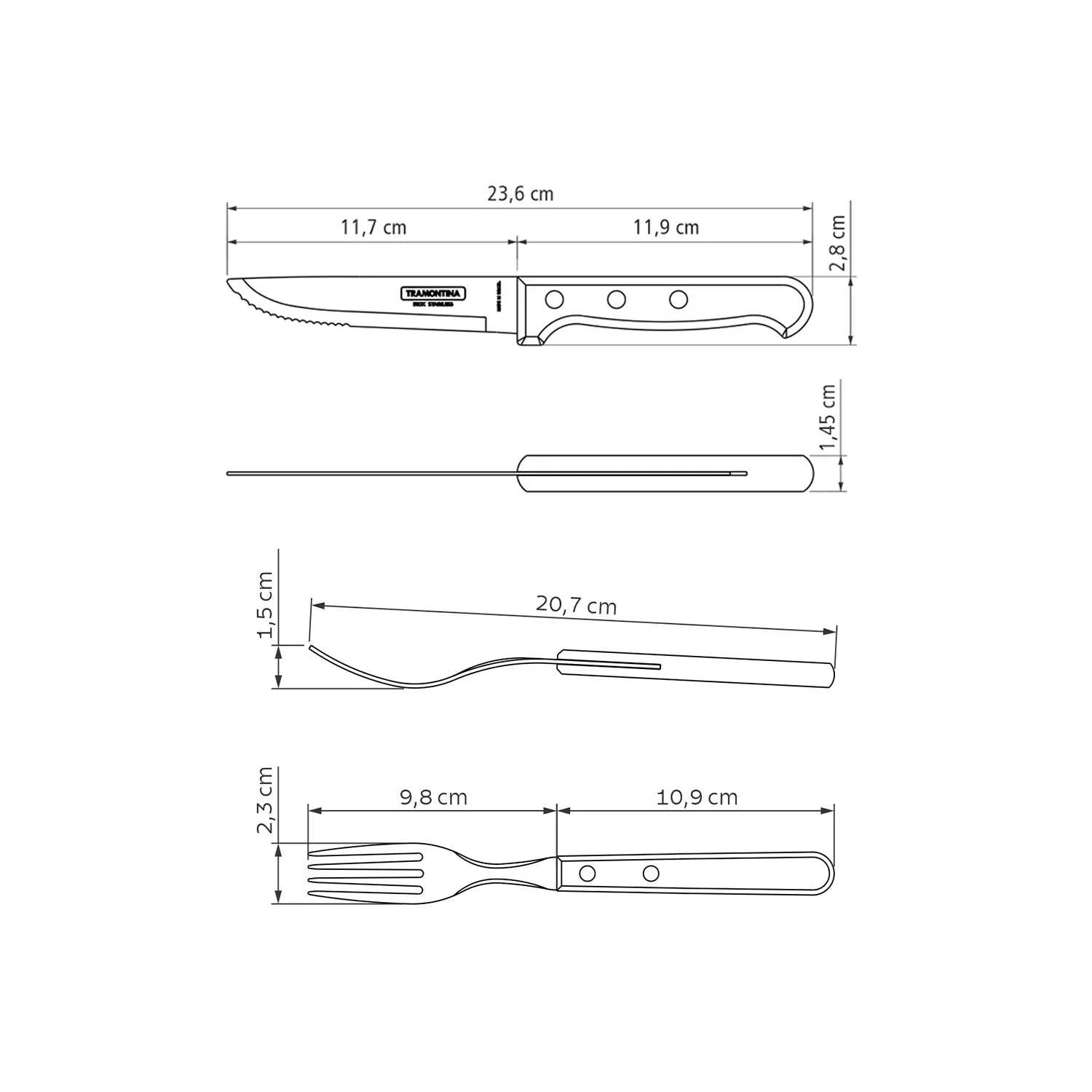 Tramontina Dishwasher-safe Wooden Handle 8 Pcs. Gaucho Cutlery Set - Image 11