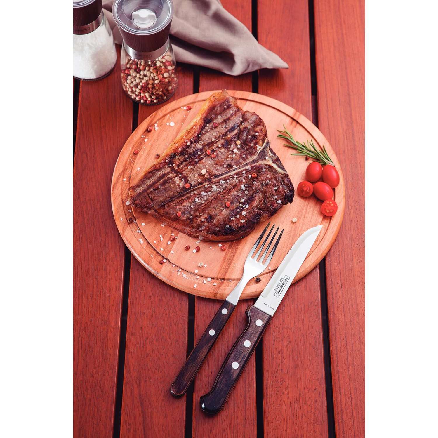 Tramontina Dishwasher-safe Wooden Handle 8 Pcs. Gaucho Cutlery Set - Image 6