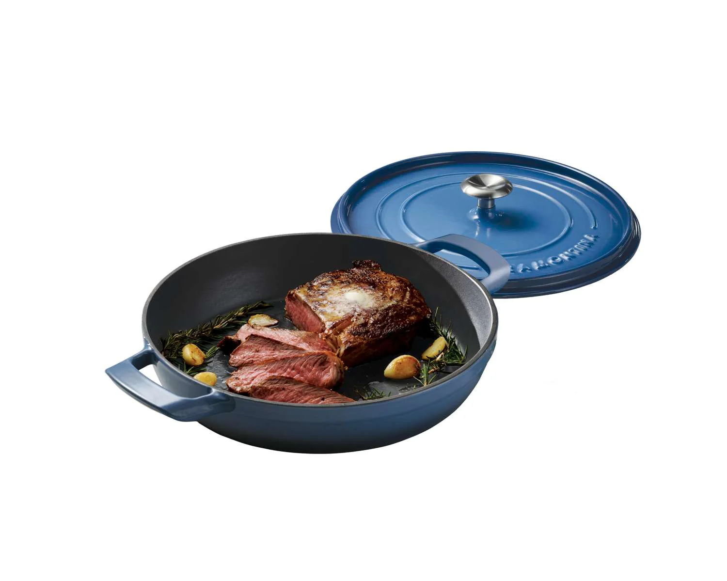 Tramontina Enamelled Cast Iron Saute Helper Handles 30 cm (Blue) - Image 14
