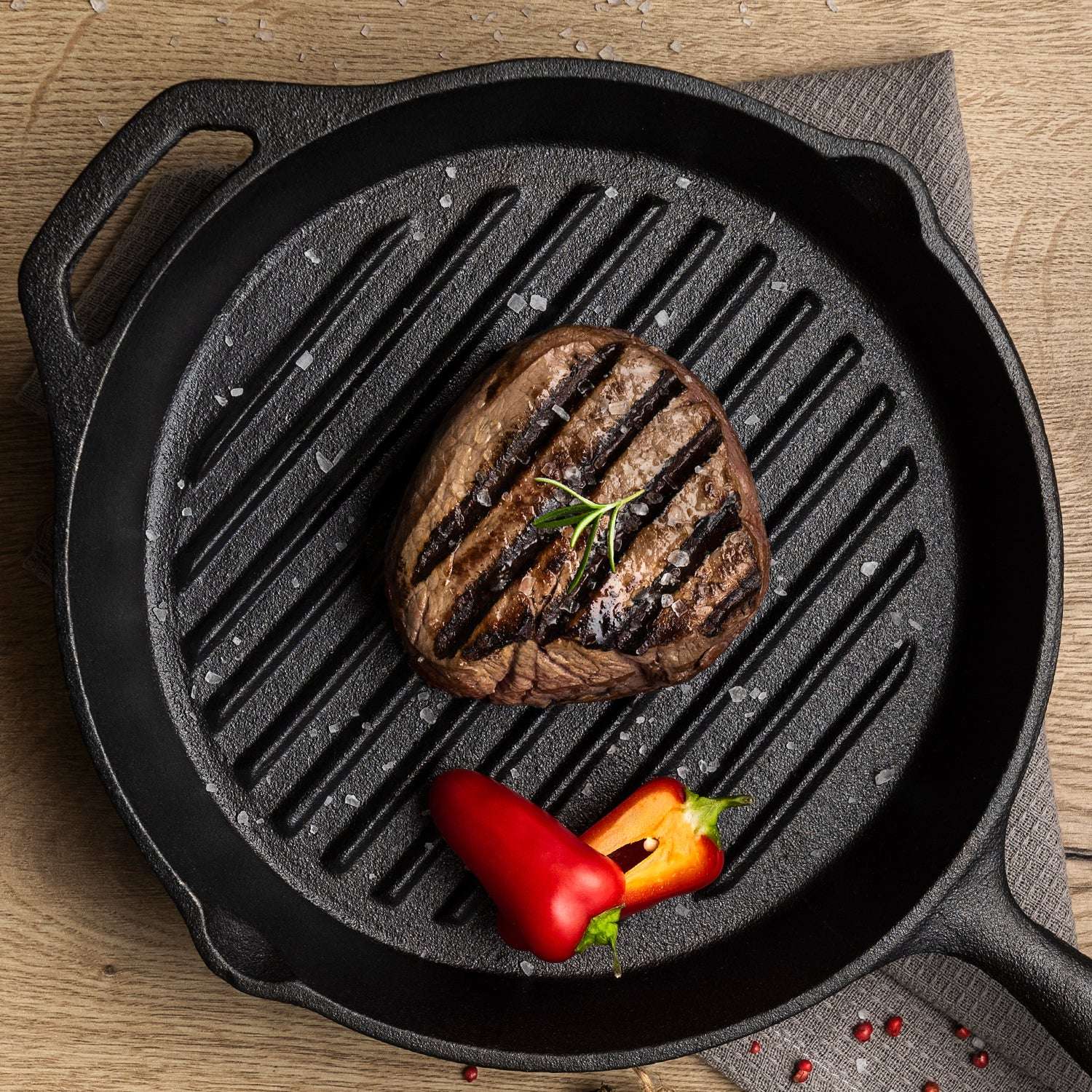 Tramontina Griddle Pan 28cm (2.2l) Pre-seasoned Cast Iron - Image 3