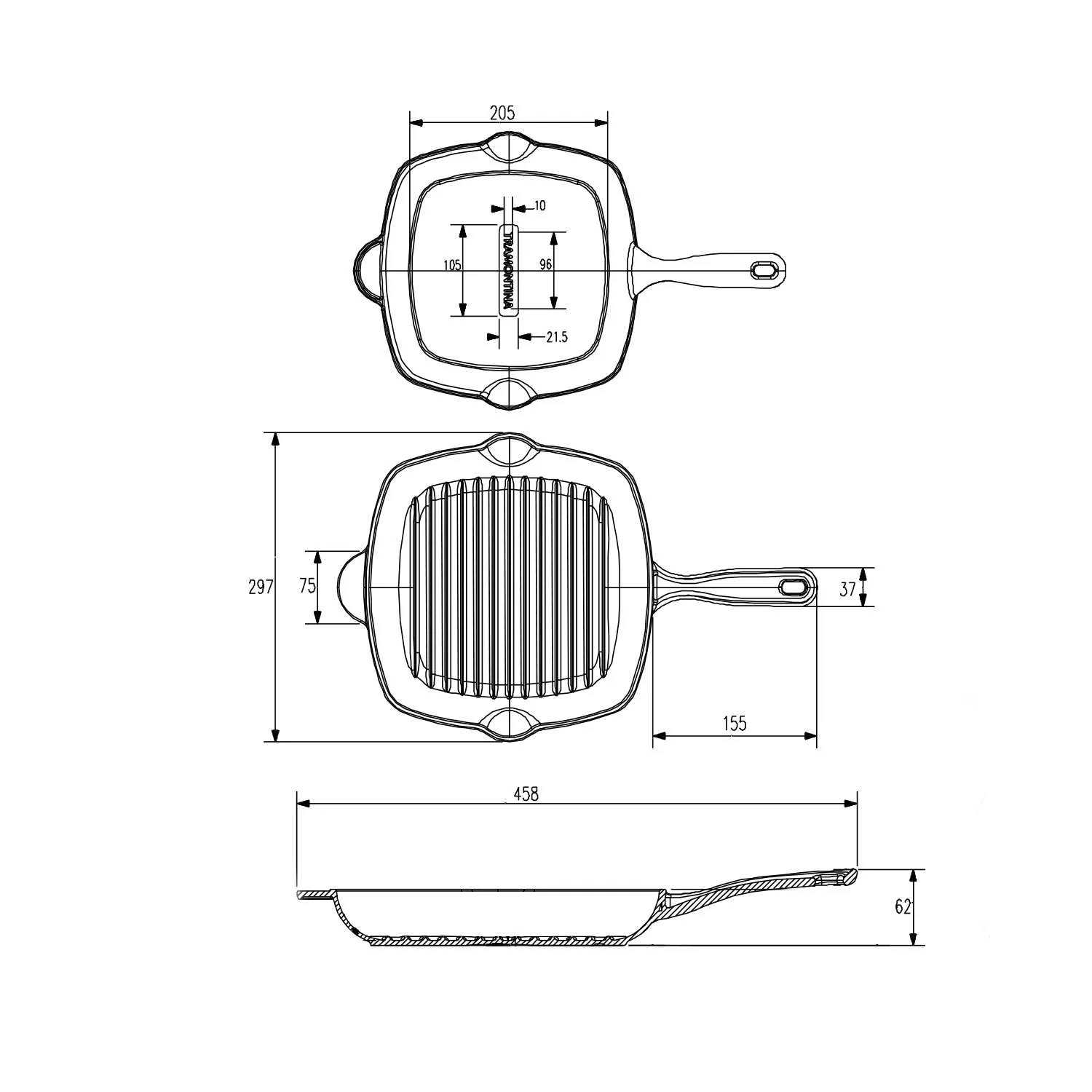 Tramontina Square Griddle Pan 27cm (2l) Pre-seasoned Cast Iron - Image 7