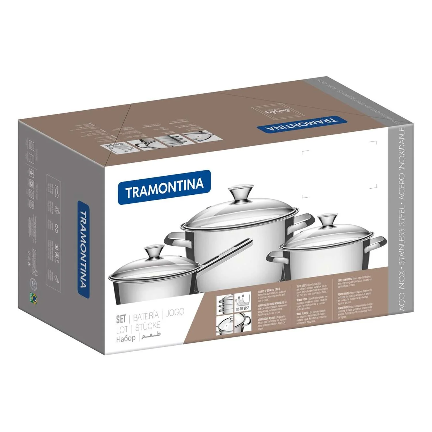 Tramontina Stainless Steel 3 Pcs. Cookware Set - Image 5