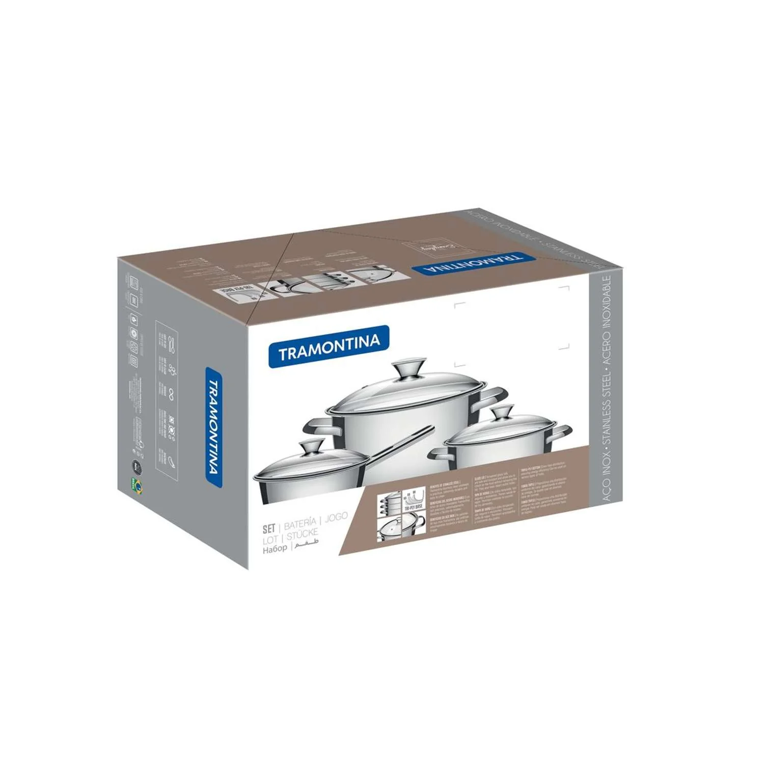 Tramontina Stainless Steel 3 Pcs. Cookware Set - Image 6