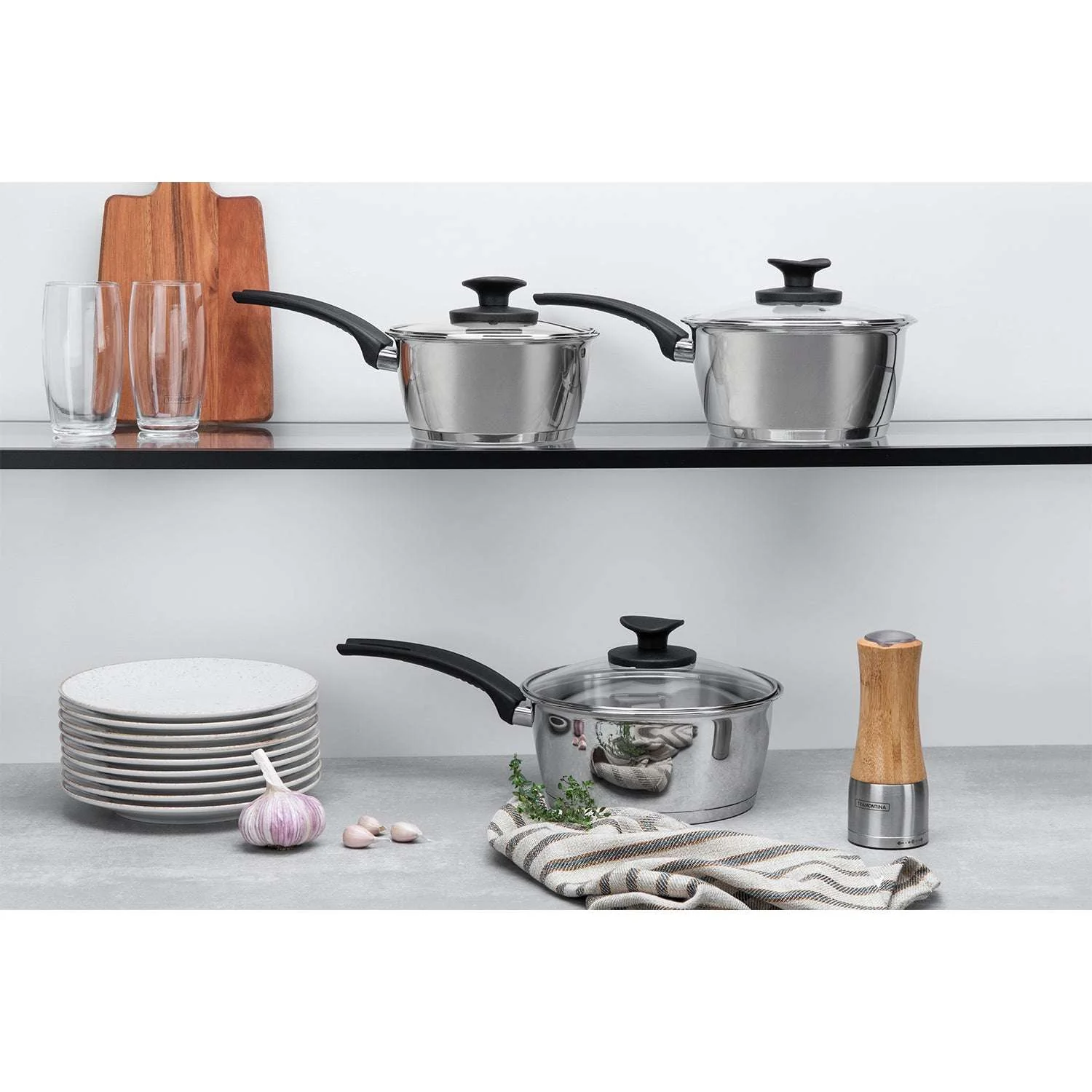 Tramontina Stainless Steel 3 Pcs. Saucepan Set - Image 4