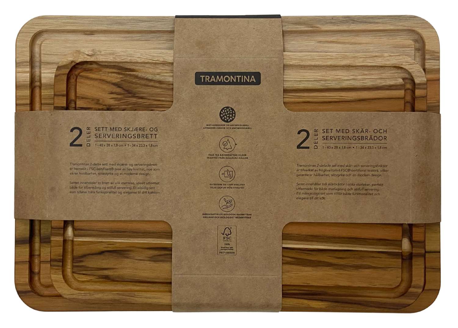 Tramontina Teak Wood 2 Pcs. Cutting Board Set - Image 5
