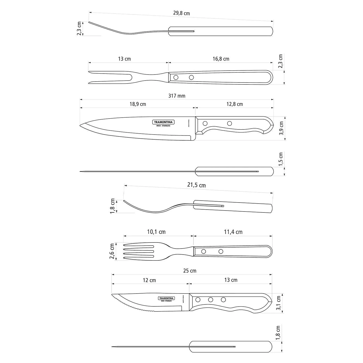 Tramontina Wooden Handle 10 Pcs. Cutlery and Carving Set - Image 4