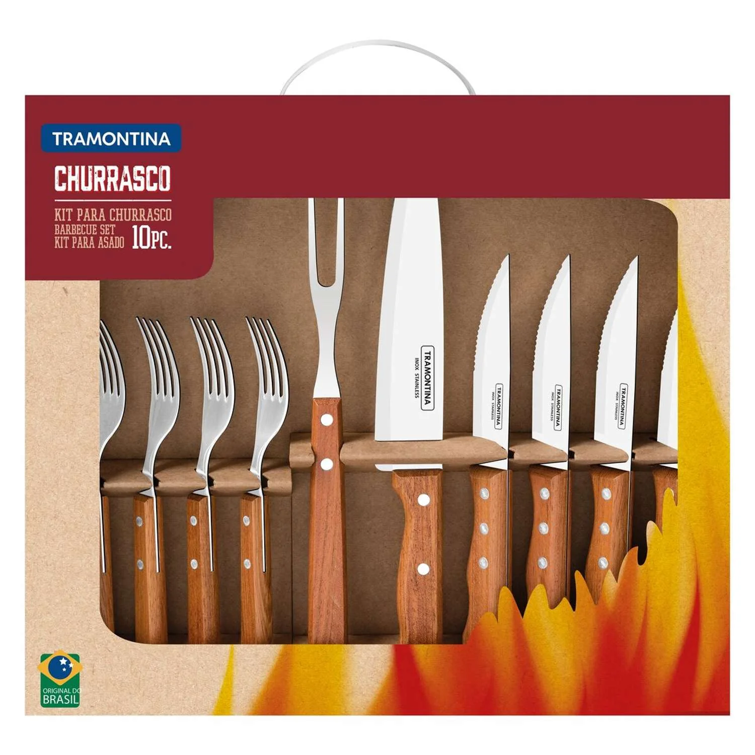 Tramontina Wooden Handle 10 Pcs. Cutlery and Carving Set - Image 5